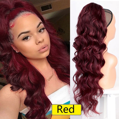 #Red - Drawstring Ponytail Bodywave  26"