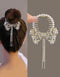 Luxury Pearl and Rhinestone Butterfly Claw Clip for Ponytails and Buns