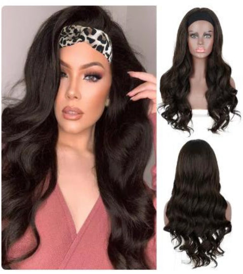 #Brown Headband Wig - Bodywave 24" (Black Headband)