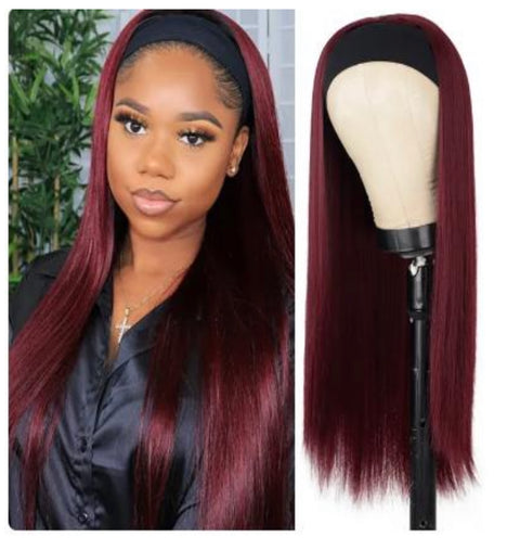 22" Headband Wig - Straight #Burgundy