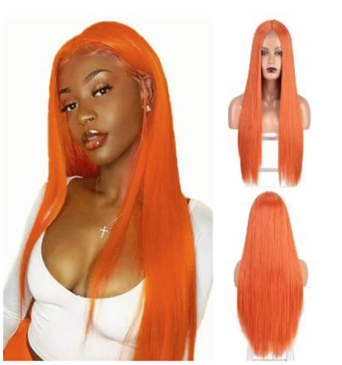 #Copper Middle Parting - Straight Lace Wig - 28"