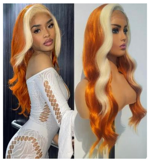 24" Bodywave Wig - Off Centre Part #Ginger/Blonde