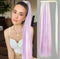 #White/Pink/Purple Straight Wrap Around Ponytail 28"