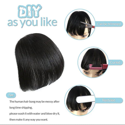 #1B - Value Human Hair Clip in Bang