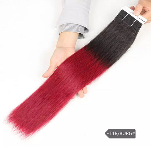 #1B/Dark Red - Value Human Hair Machine Weft 10"