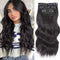 #Black Clip in Weft Bodywave 4 Pcs 20"