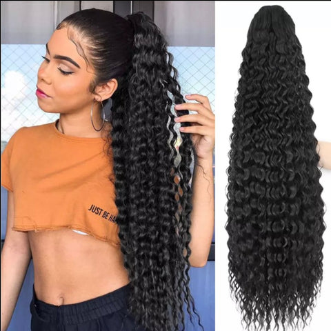 #Black - Drawstring Ponytail Curly 24"